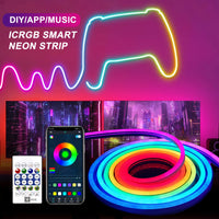5V USB RGBIC Neon LED Strip Lights with Bluetooth APP Control Music Sync Waterproof Flexible Tape for Gaming Room Party Decor thumbnail