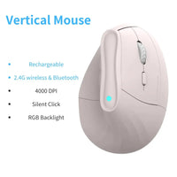 Kysona Vertical Mouse Wireless Bluetooth Ergonomic RGB Rechargeable 4000DPI 6 Mute Buttons for Tablet Laptops Computer PC Mice thumbnail