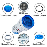 22MM AC 20-500V 0-100A LED Digital Voltmeter Ammeter Signal Lights 220V Voltage Current Meter Volt Amp Indicator Tester Detector thumbnail