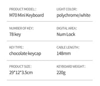 M70 Slim Keyboard Wired, APAYADO Mini Dazzling Color Keyboard, Character Translucent Keycaps, Bass Click, RGB thumbnail