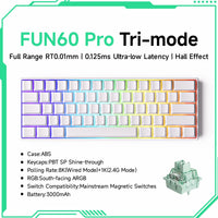 Akko MonsGeek FUN60 Mechanical Keyboard Magnetic Switch 60% Gaming Keyboards Rapid Trigger 0.01mm 8K ARGB HE/TMR Custom Keyboard thumbnail