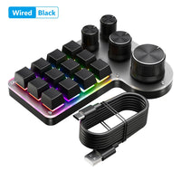12 Keys 4 Knobs Programming Macro  Keyboard RGB USB Wired/Bluetooth-Compatible Photoshop Gaming Keypad Hot-swap Red Switch thumbnail