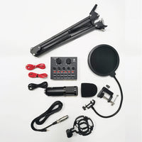 Podcast Equipment Bundle with BM800 Microphone and V8 Sound Card Podcast Equipment Metal Shock Mount Perfect for Phone PC DJ thumbnail