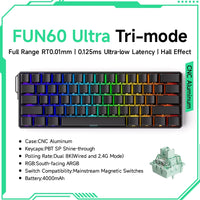 Akko MonsGeek FUN60 Mechanical Keyboard Magnetic Switch 60% Gaming Keyboards Rapid Trigger 0.01mm 8K ARGB HE/TMR Custom Keyboard thumbnail