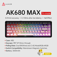 AJAZZ AK680 MAX Magnetic Switch Mechanical Keyboard 60% Rapid Trigger 0.01mm 8K/1K Return 68 keys Wired/Wireless Gaming Keybaord thumbnail