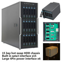 ZhenLoong full tower NAS computer case ITX MATX ATX EATX 15 bay hard drive hot-swap SATA server GPU Graphic workstation chassis thumbnail