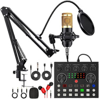 Podcast Equipment Bundle with BM800 Microphone and V8 Sound Card Podcast Equipment Metal Shock Mount Perfect for Phone PC DJ thumbnail