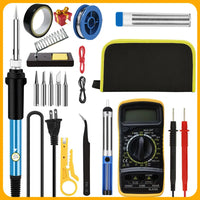 NEW Soldering Iron Kit Welding Tool (908-02:16-IN-1)(908-06:20-IN-1 With Digital Multimeter) 5 Extra Tips EU/US Plug 60W thumbnail