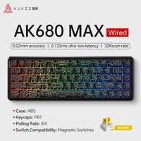 AJAZZ AK680 MAX Magnetic Switch Mechanical Keyboard 60% Rapid Trigger 0.01mm 8K/1K Return 68 keys Wired/Wireless Gaming Keybaord thumbnail