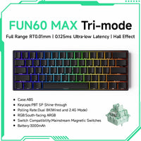 Akko MonsGeek FUN60 Mechanical Keyboard Magnetic Switch 60% Gaming Keyboards Rapid Trigger 0.01mm 8K ARGB HE/TMR Custom Keyboard thumbnail