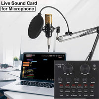 V8 Sound Card Audio Set Interface External Usb Live Microphone Sound Card Bluetooth Function For Computer Pc Mobile Phone Singin thumbnail