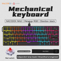 Ajazz NK61 Mechanical Wired Gaming Keyboard RGB Lighting Supports Hot-Swappable 61-Key Mechanical Wired Gaming Keyboard thumbnail