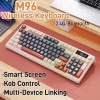 FreeWolf M96 Wireless Keyboard with Screen,Gaming Keyboard Bluetooth Dual-Mode Connection,Multi-Device Linking,Ergonomic thumbnail