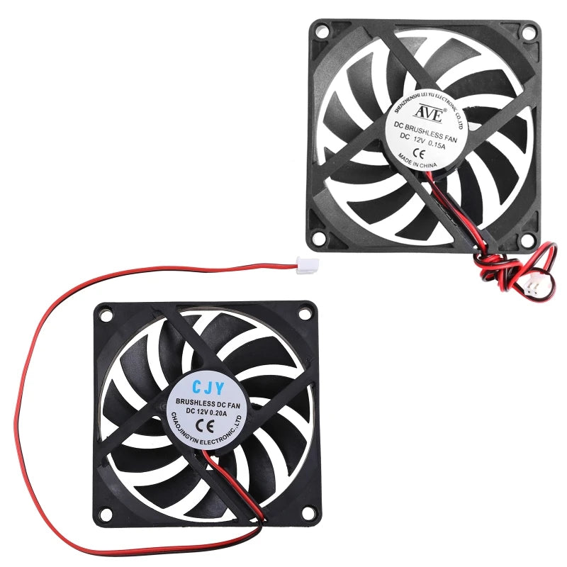 12V 2-Pin 80x80x10mm PC Computer CPU System Heatsink Brushless Cooling Fan 8010 Desktop PC Chassis Radiator Cooler Fans