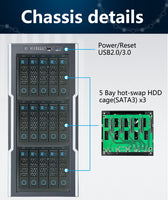 ZhenLoong full tower NAS computer case ITX MATX ATX EATX 15 bay hard drive hot-swap SATA server GPU Graphic workstation chassis thumbnail