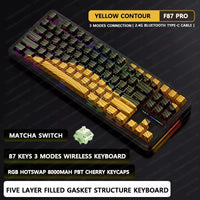 AULA F87 Pro Mechanical Keyboard 2.4g/Usb/Bluetooth Tri Mode Wireless 87 Key Rgb Pbt Gasket 5 Layer Silencing Full Key No Impact thumbnail