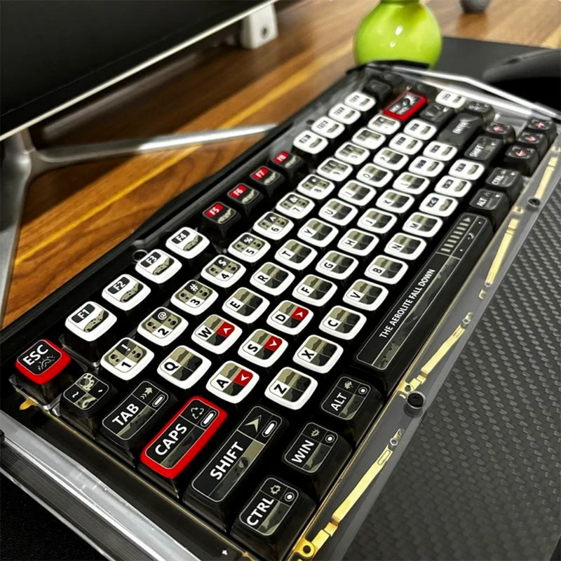 Pudding Keycap Set PBT+PC 125 Key Four Sided Transparent Anime Theme Keycap Compatible with Mechanical Keyboard 61/75/87/104