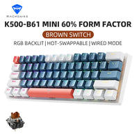 Machenike K500-B61 Mini Mechanical Keybaord 60% Form Factor 61Keys Gaming Keybaord Wired Full Key Hot-Swappable RGB Backlit thumbnail