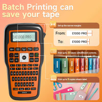 E1000 PRO Portable Printer Label Maker Tze-231 Label Printer Tape Keyboard Symbol Industrial Printer Work with Heat Shrink Tubes thumbnail