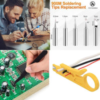 NEW Soldering Iron Kit Welding Tool (908-02:16-IN-1)(908-06:20-IN-1 With Digital Multimeter) 5 Extra Tips EU/US Plug 60W thumbnail