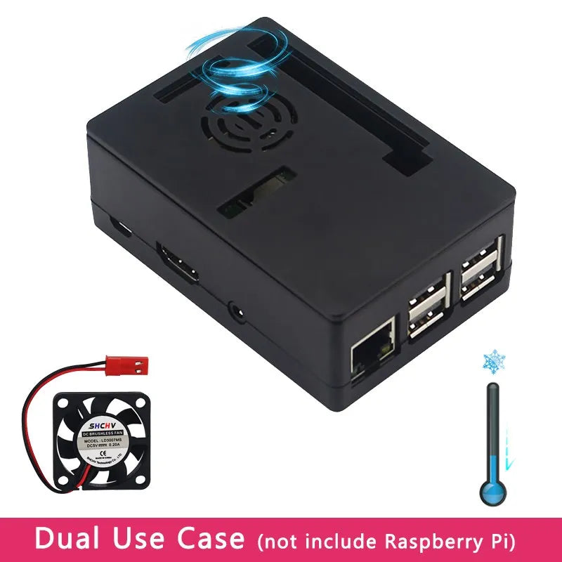 Raspberry Pi 3B Plus Case Plastic ABS Case Shell Box Optional Cooling Fan for Raspberry Pi 3B+/3B Use with 3.5 Inch Screen
