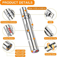USB Rechargeable Cat Laser Pointer with 3 Modes 5 Patterns Lazer Projection Pen Red Dot LED Light Pointer Interactive Cat Toys thumbnail