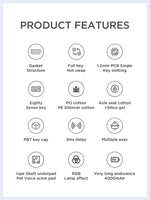 AULA F87 Pro Mechanical Keyboard 2.4g/Usb/Bluetooth Tri Mode Wireless 87 Key Rgb Pbt Gasket 5 Layer Silencing Full Key No Impact thumbnail