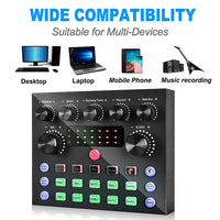 V8S Audio Mixer with Voice changer,Podcast Mixer,Sound Card for Phone Gaming Karaoke Studio Live Streaming Podcast thumbnail
