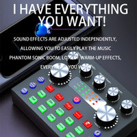 V8S Audio Mixer with Voice changer,Podcast Mixer,Sound Card for Phone Gaming Karaoke Studio Live Streaming Podcast thumbnail