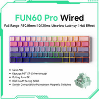 Akko MonsGeek FUN60 Mechanical Keyboard Magnetic Switch 60% Gaming Keyboards Rapid Trigger 0.01mm 8K ARGB HE/TMR Custom Keyboard thumbnail