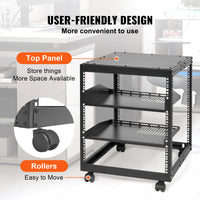 SucceBuy Open Frame Server Rack 12U/15U/20U Floor Standing or Wall Mounted with Adjustable Depth for Microdata Center Office Use thumbnail