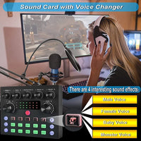 V8S Live Sound Card Podcast Equipment Live Broadcast DJ Device with BM800 Microphone Set For Music/Recording Live Streaming thumbnail