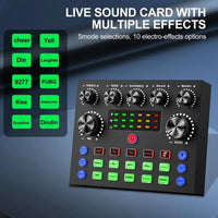V8S Audio Mixer with Voice changer,Podcast Mixer,Sound Card for Phone Gaming Karaoke Studio Live Streaming Podcast thumbnail