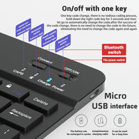 Bluetooth Wireless Keyboard Mouse For IOS Android Windows Tablet For iPad Air Mini Pro Spanish Korean Portugal Russian Keyboard thumbnail