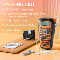 E1000 PRO Portable Printer Label Maker Tze-231 Label Printer Tape Keyboard Symbol Industrial Printer Work with Heat Shrink Tubes thumbnail