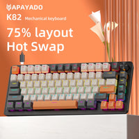75% Mechanical Keyboard Wired with Media Knob, APAYADO Black Gaming Keyboard,Hot-Swap,ABS Cap Transparent Character Backlighting thumbnail