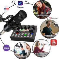 V8S Live Sound Card Podcast Equipment Live Broadcast DJ Device with BM800 Microphone Set For Music/Recording Live Streaming thumbnail