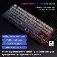 AULA F87 Pro Mechanical Keyboard 2.4g/Usb/Bluetooth Tri Mode Wireless 87 Key Rgb Pbt Gasket 5 Layer Silencing Full Key No Impact thumbnail