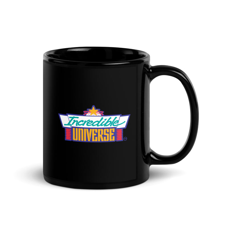Official Incredible Universe Branded Black Glossy Mug